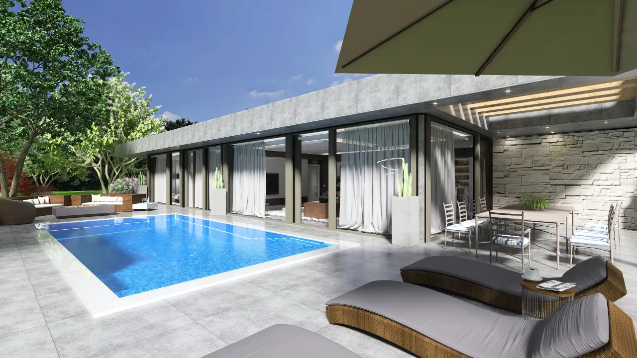 Modern Terrace 3d design renderings