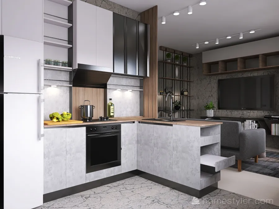 Cozy Studio Apartment 3d design renderings