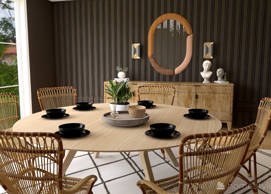 Modern Boho Dining Room Design Rendering