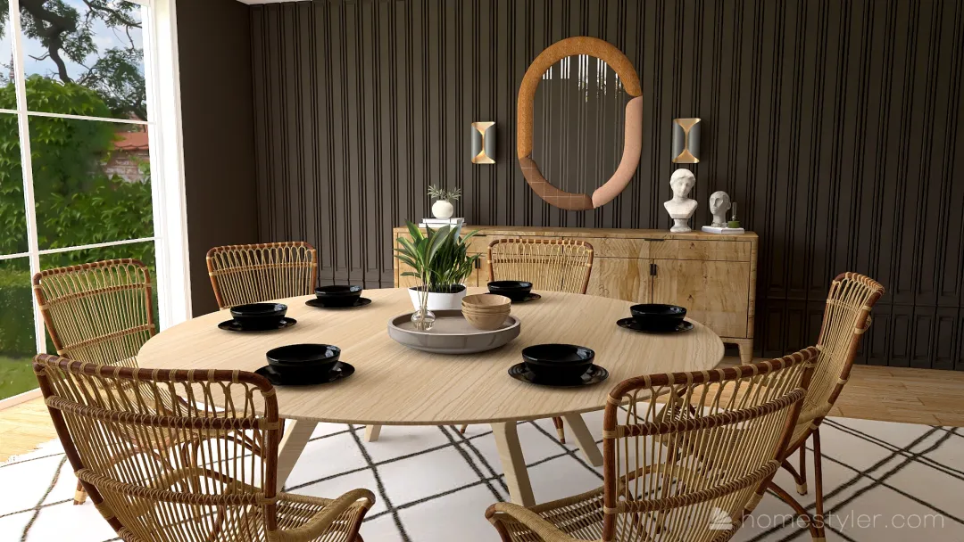 Modern Boho Dining Room 3d design renderings