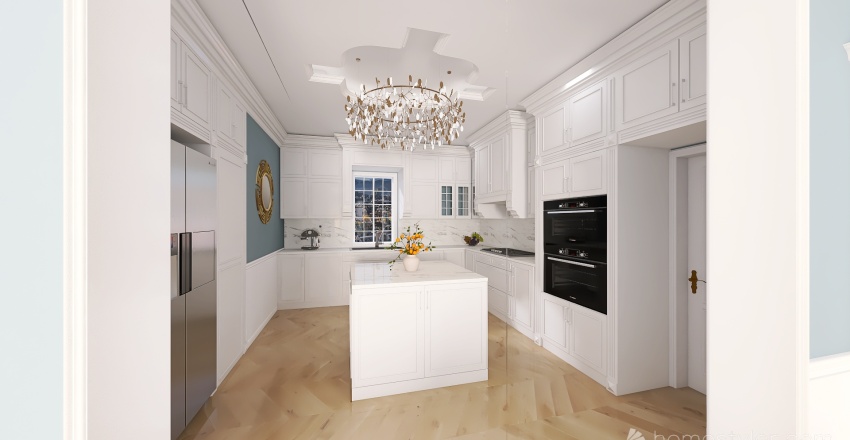 Salone Stile Americano Cucina 4 3d design renderings