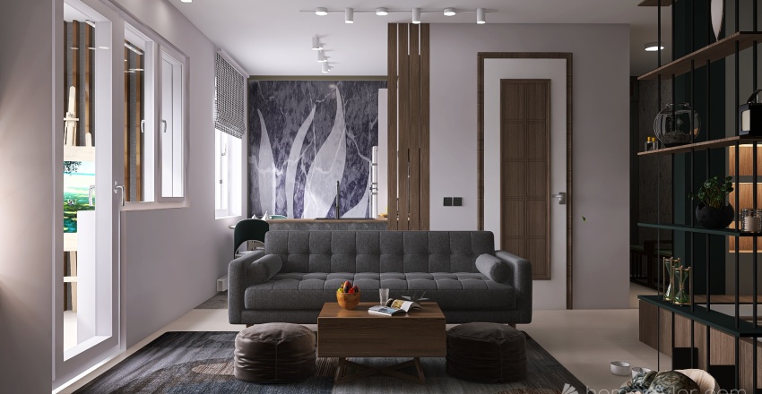 Cozy Studio Apartment 3d design renderings