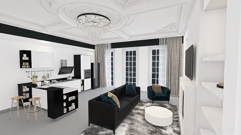 Room 1- Classic Black and White 3d design renderings