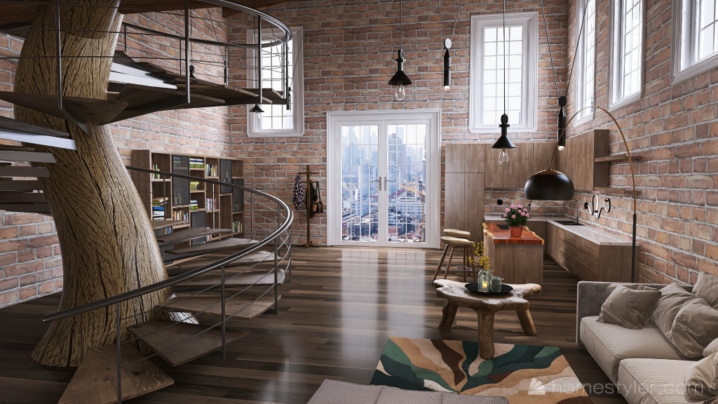 Wood Home 3d design renderings