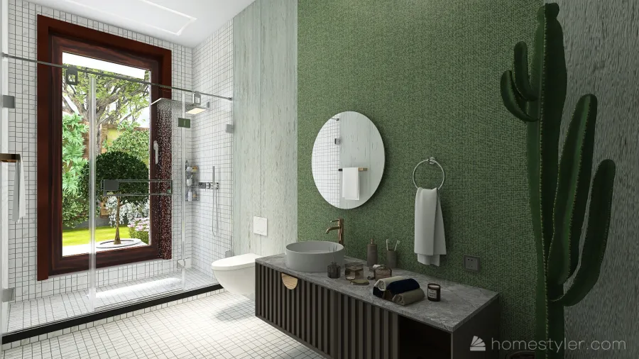 Farmhouse Second Bathroom 3d design renderings