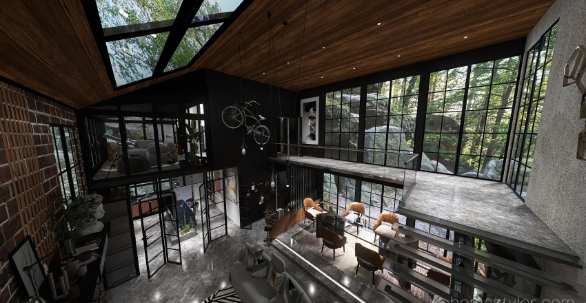House in the forest in industrial style. #Industrial 3d design renderings