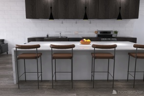 Modern Kitchen/Dining Room Design Rendering