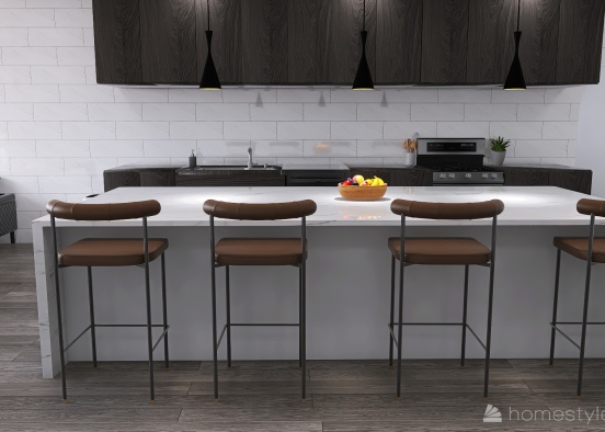 Modern Kitchen/Dining Room Design Rendering