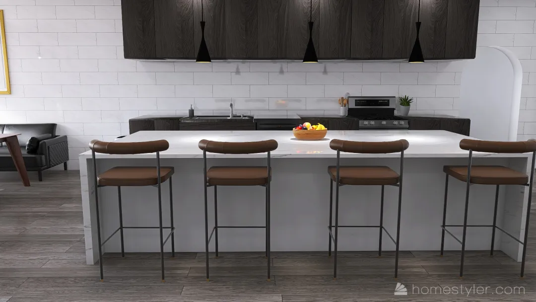 Modern Kitchen/Dining Room 3d design renderings