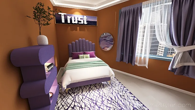 Fancy Purple Themed Home 3d design renderings