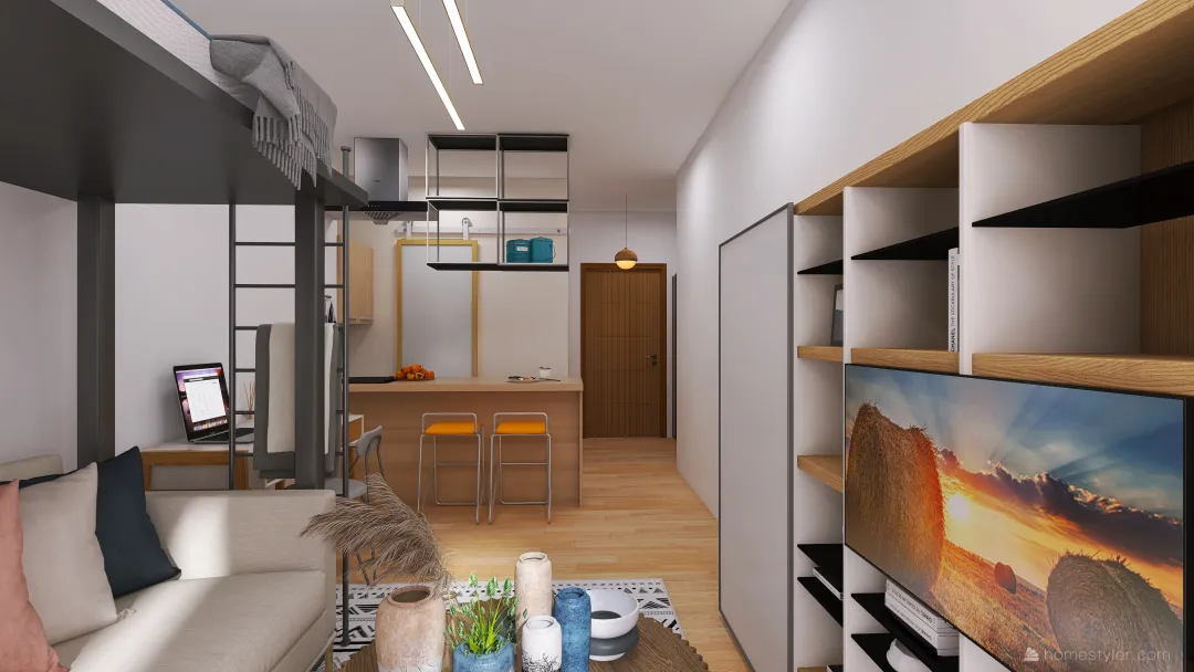 small apartment at Volos City Center_version II 3d design renderings