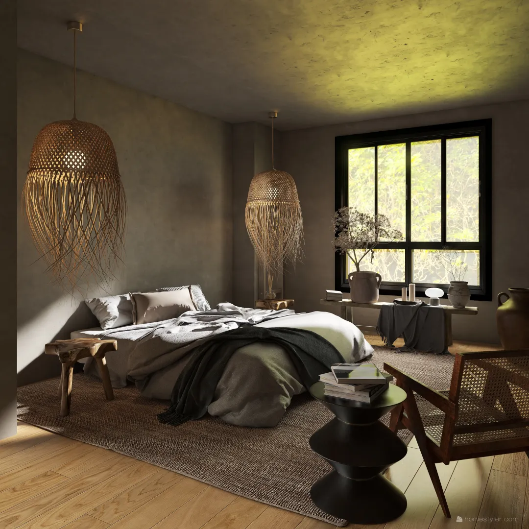 Boho Tulum Room 3d design renderings