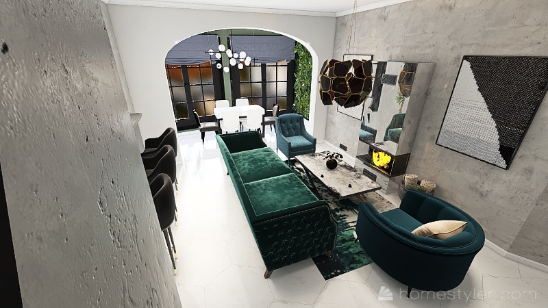 1 Bedroom Modern Industrial Design Apartment 3d design renderings