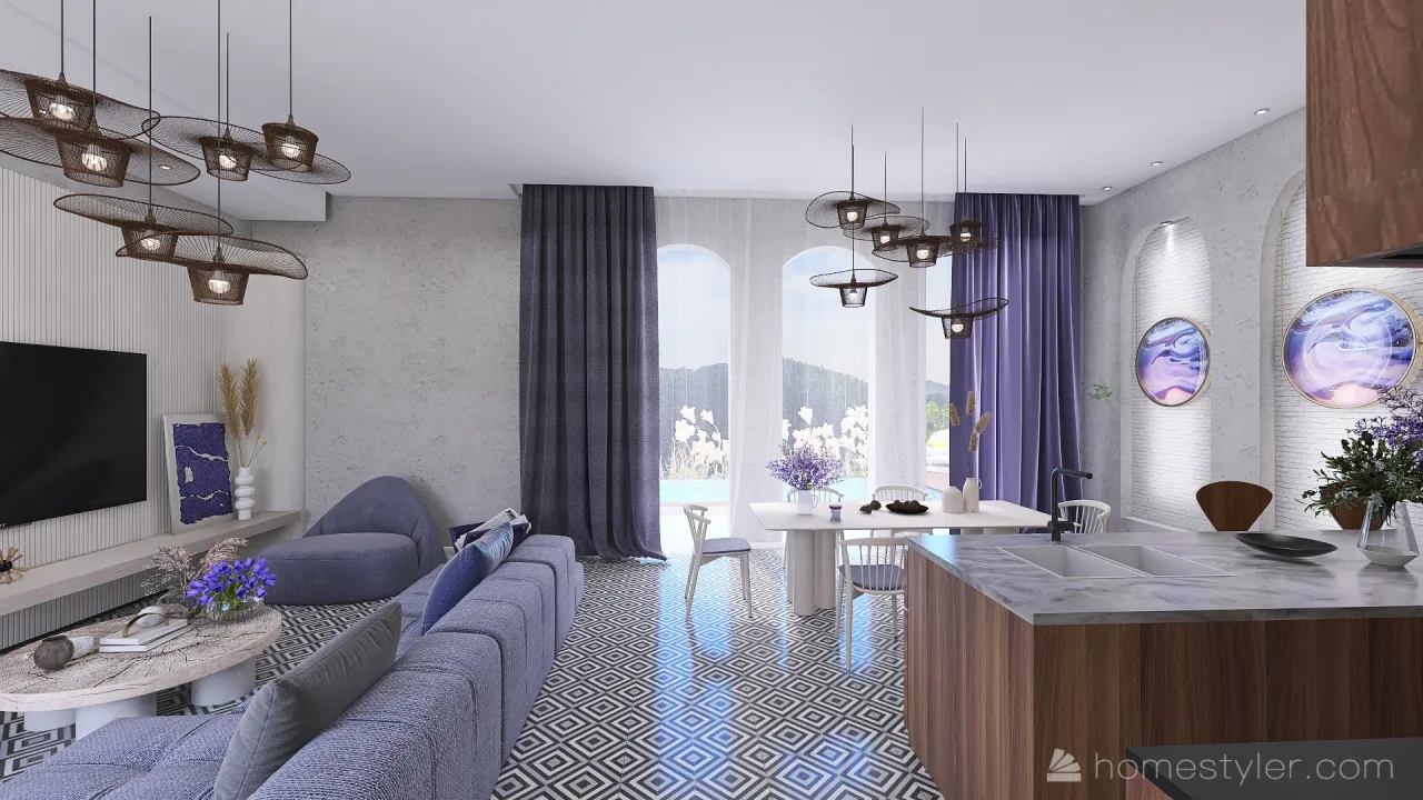 LivingDiningRoom 3d design renderings