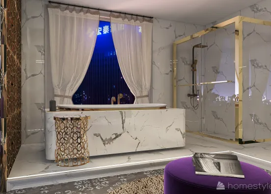 Hollywood Glam Bathroom Design Rendering