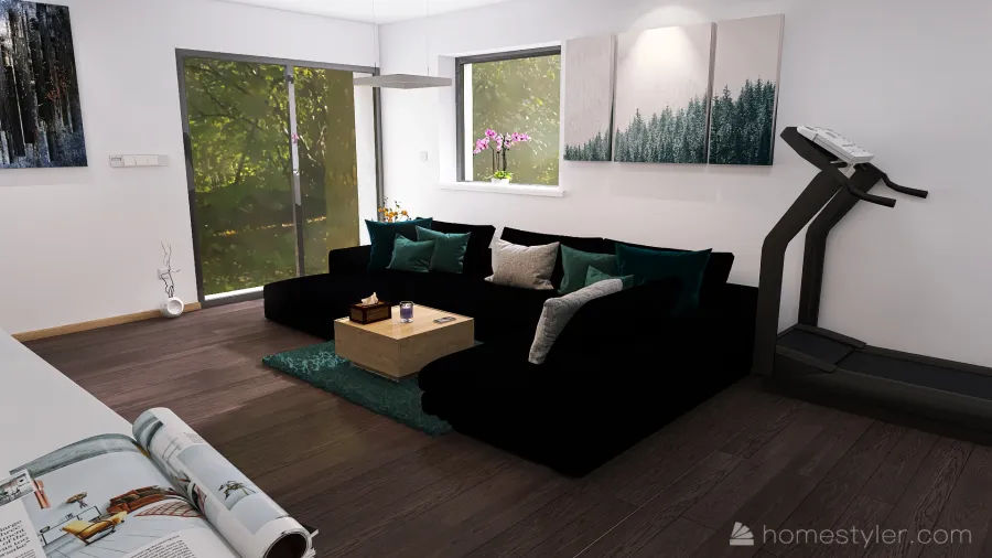 Obývací pokoj s kuchyňským koutem 3d design renderings