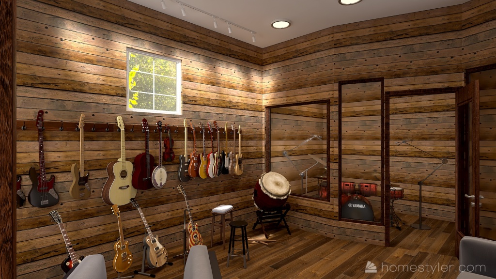 Farmhouse Music Studio 3d design renderings
