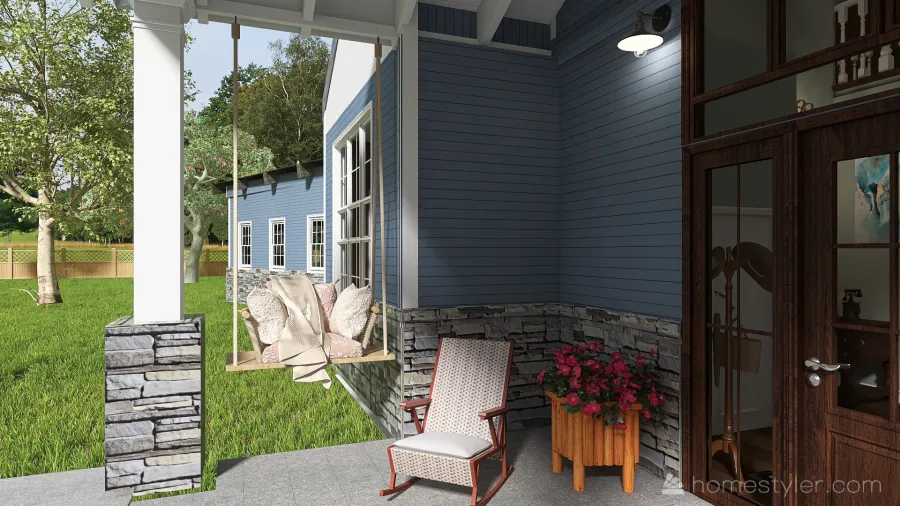 Farmhouse Covered Porch 3d design renderings