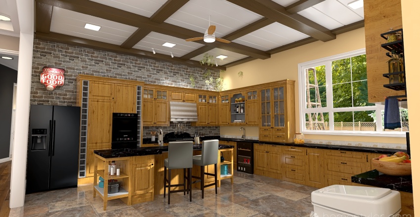 Farmhouse Kitchen 3d design renderings