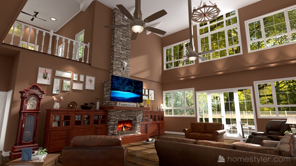Farmhouse Living Room 3d design renderings