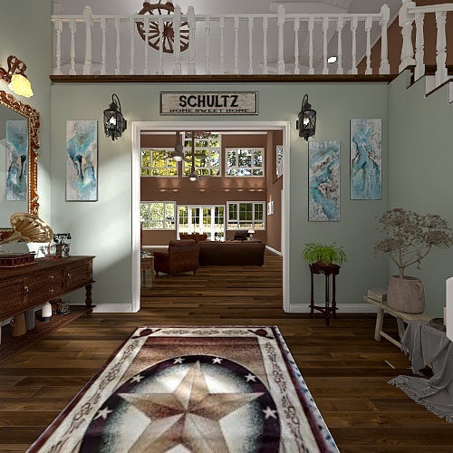 Farmhouse 2-Story Foyer 3d design renderings