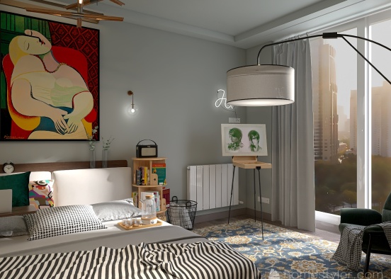 Arthouse Scandinavian bedroom Design Rendering