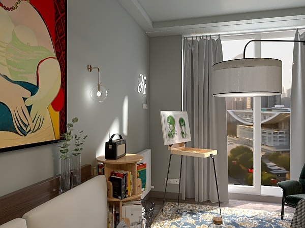 Arthouse Scandinavian bedroom 3d design renderings