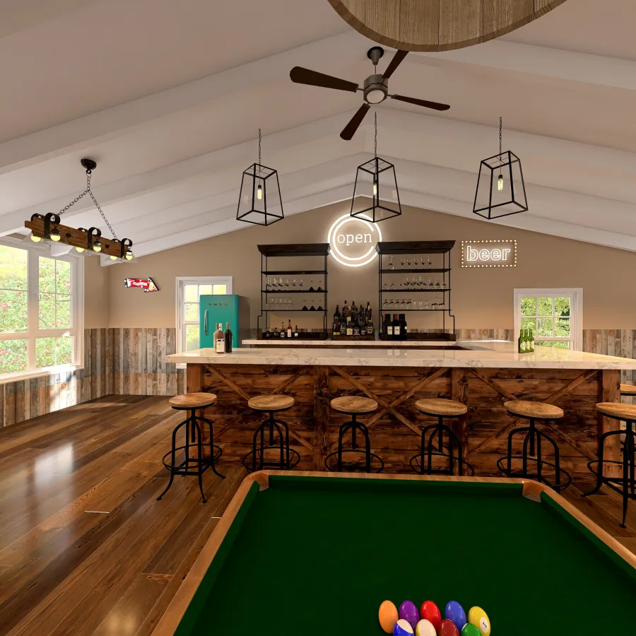 Farmhouse Recreation Room 3d design renderings