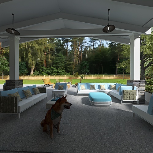 Farmhouse Covered Patio 3d design renderings