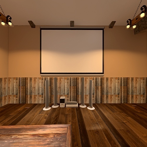 Farmhouse Media Room 3d design renderings