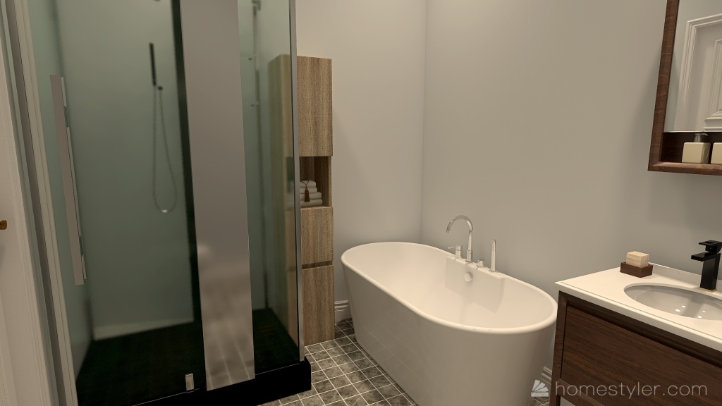 Farmhouse Guest Bathroom 3d design renderings