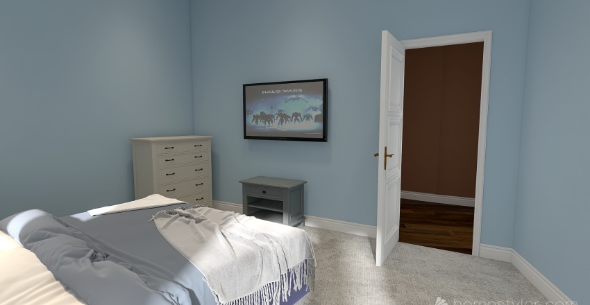 Farmhouse Guest Bedroom 3d design renderings