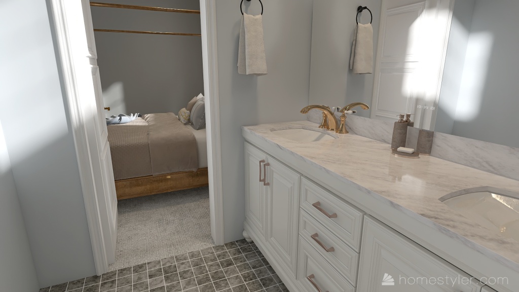 Farmhouse Jack & Jill Bath 3d design renderings