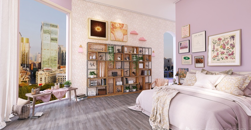 bedroom and living room 3d design renderings