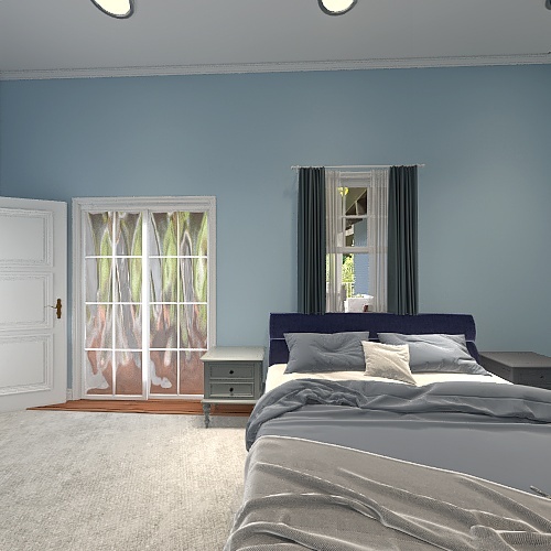 Farmhouse Guest Bedroom 3d design renderings