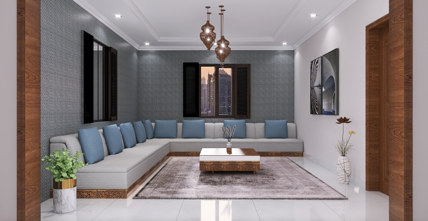 moroccan seating area 3d design renderings