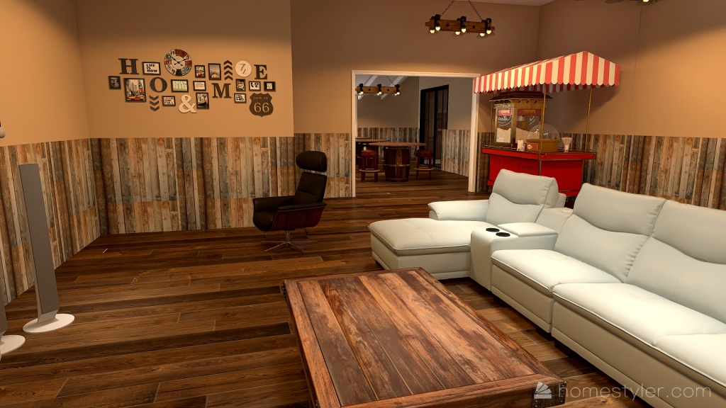 Farmhouse Media Room 3d design renderings