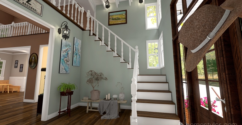Farmhouse 2-Story Foyer 3d design renderings