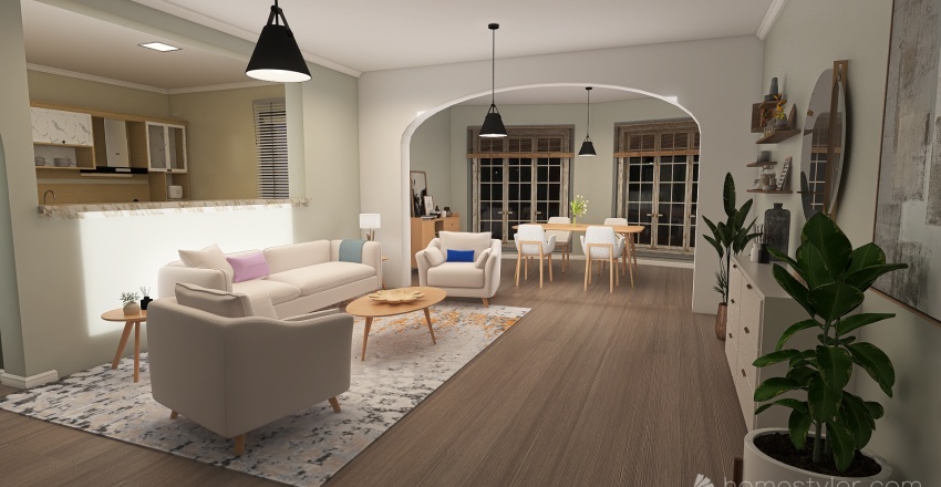 Sala Escandinva y Habitación Kitsh 3d design renderings