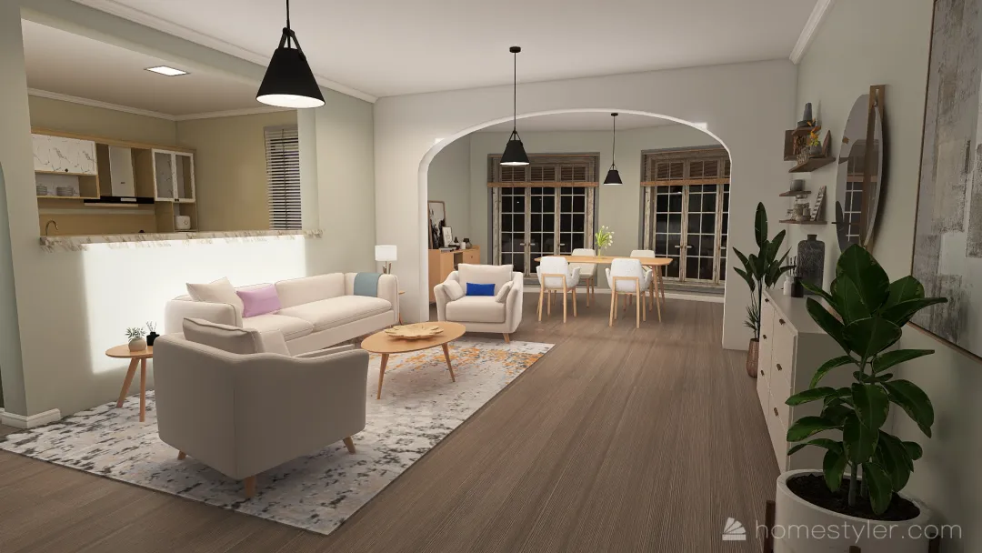 Sala Escandinva y Habitación Kitsh 3d design renderings