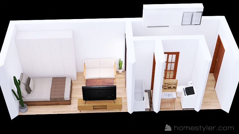 real Japanese room for singles 3d design renderings