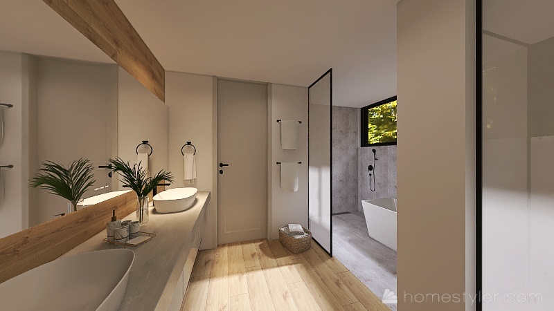 Baño Principal - Polo 16 - Gray/Wood 3d design renderings