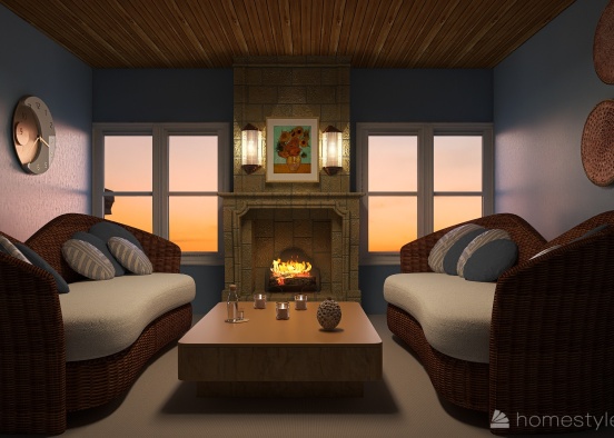 Cottage Livingroom Design Rendering