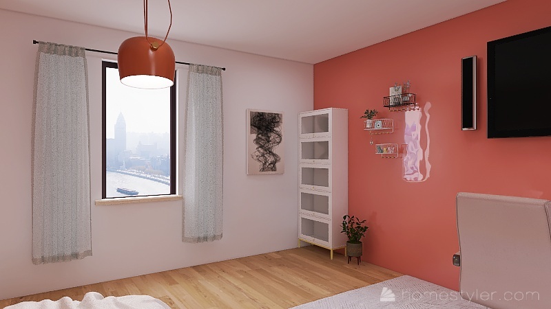 Aesthetic Pink School Dorm 3d design renderings