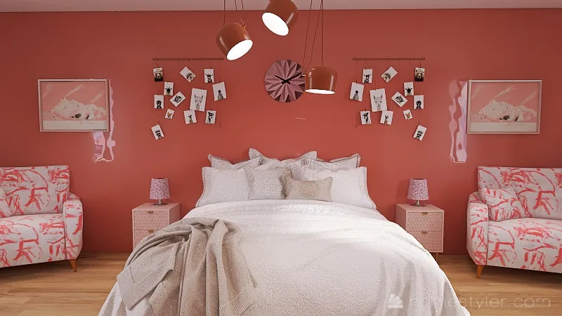 Aesthetic Pink School Dorm 3d design renderings