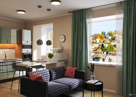 Studio apartment in a #modern style #Interior Design #Residential  Design Rendering