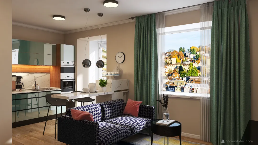 Studio apartment in a #modern style #Interior Design #Residential 3d design renderings