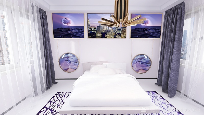 Elegant Purple Dorm 3d design renderings