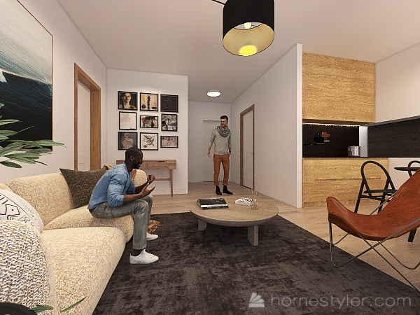 small studio with separate bedroom 3d design renderings