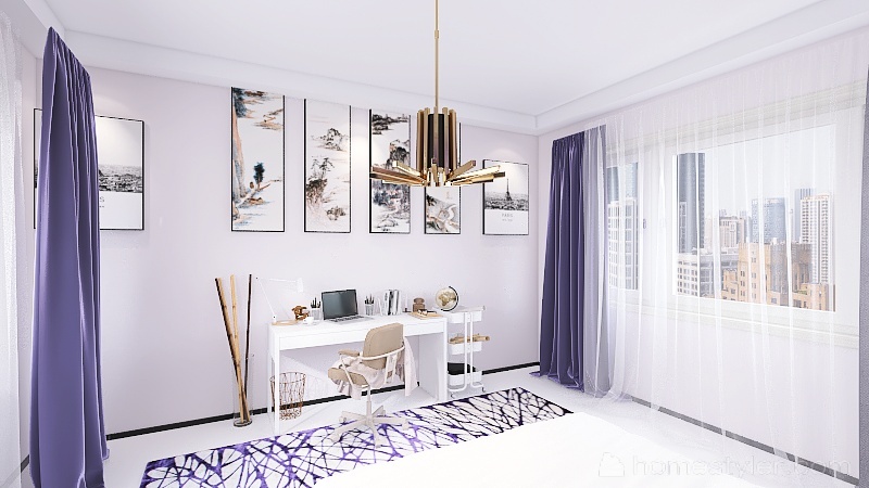 Elegant Purple Dorm 3d design renderings